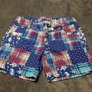 Arizona plaid, floral, & dots patchwork shorts girls size 12